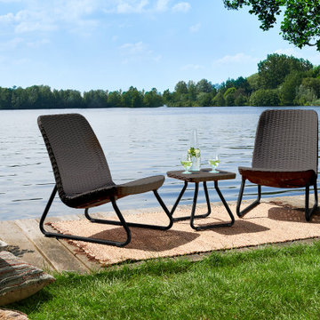 Rio Outdoor Patio Garden Table and Chair Set by Keter, Brown