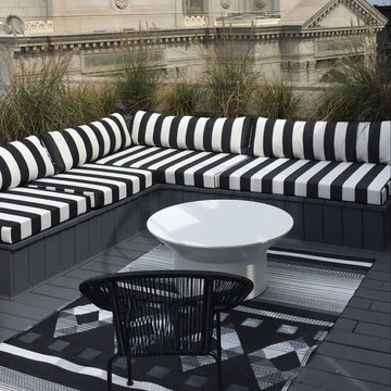 Rooftop Balcony Cushions ~ Custom Black and White Stripe