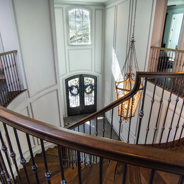 South Tampa Custom Curved Staircase with Balcony Railing