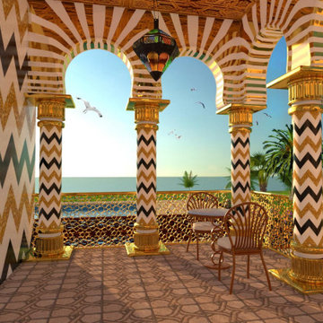 Balcon - Villa orientale - Design, agencement, décoration, modélisation et rendu