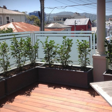 Balcony deck over garage; looking North