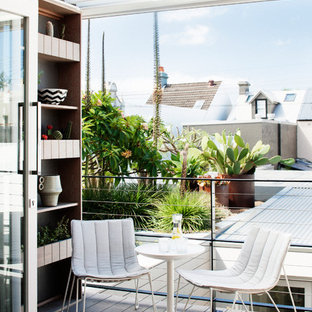 Imagen de balcones actual, pequeño, con pérgola
