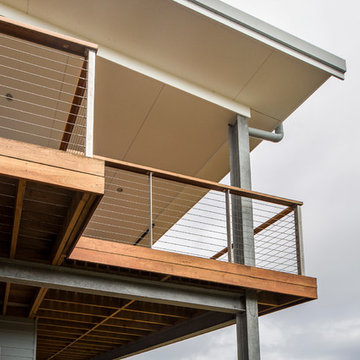 Timber deck with wire balustrade