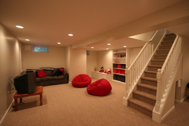 Example of a transitional basement design in New York