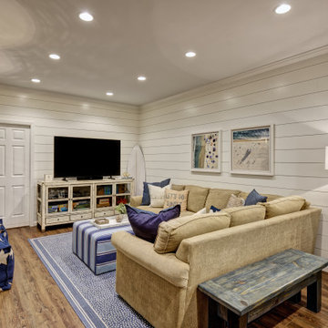 A Beachy Basement Design Perfect for Entertaining