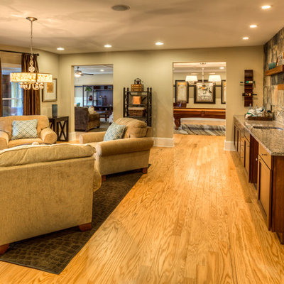 Inspiration for a contemporary walk-out basement remodel in Atlanta with beige walls