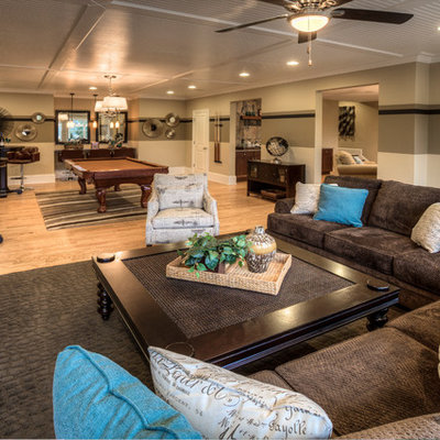 Inspiration for a contemporary walk-out basement remodel in Atlanta with beige walls