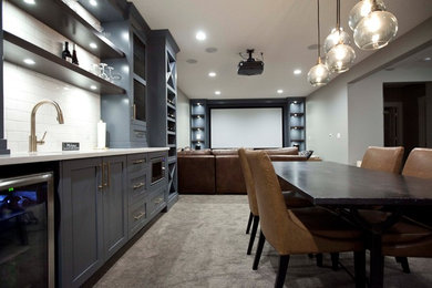Inspiration for a large contemporary basement remodel in Calgary