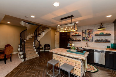 Inspiration for a contemporary basement remodel in Denver