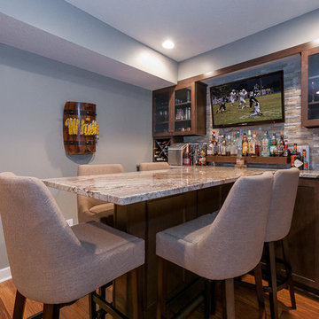Basement Bar & Entertainment in Thorton Maple Saddle with pool table