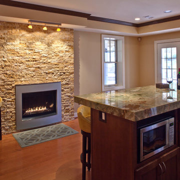 Basement Bar and Fireplace
