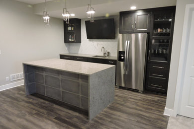 Kitchen - contemporary vinyl floor and gray floor kitchen idea in Other