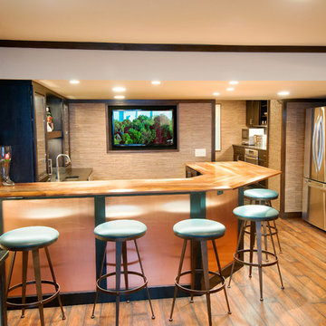 Basement Bar with Copper Paneling