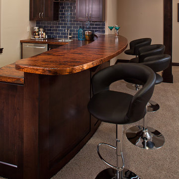 Basement Bar with Ledgestone Wall