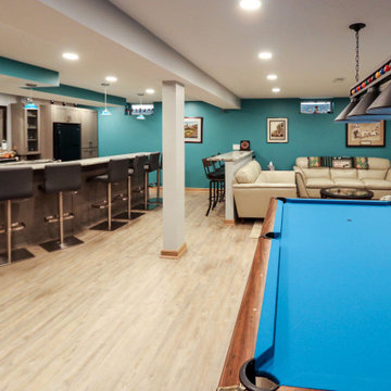 Basement Bar with Medallion Frappe Gray Cabinets