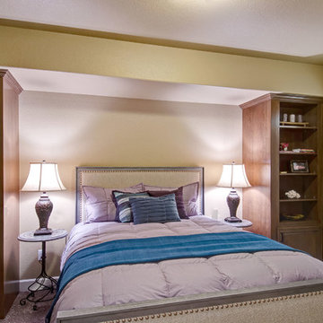 Basement Bedroom and Built-in Shelves