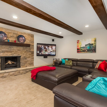 Basement Fireplace and TV room