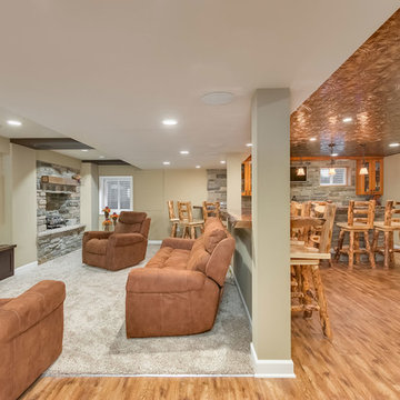 Basement great room with home theater and bar