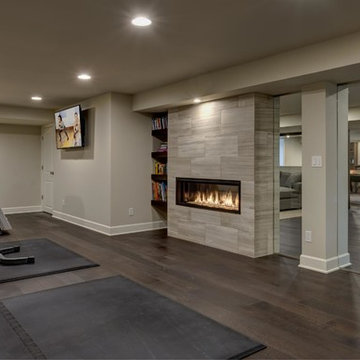 Basement Gym with Fireplace