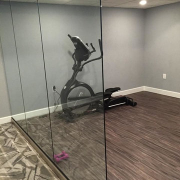 Basement gym with luxury vinyl tile