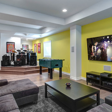Basement home theater and band stage