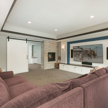 Basement Home Theater & Fireplace