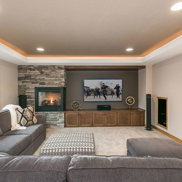 Basement Home Theater & Fireplace