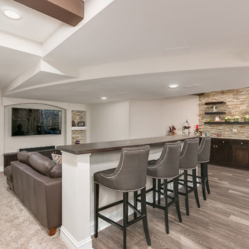 Basement Home Theater bar and Knee Wall