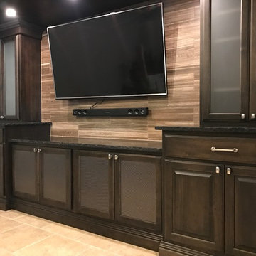 Basement Media Center and Linear Fireplace