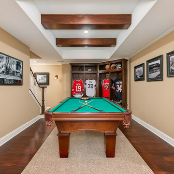 Basement Pool Table and Locker Cabinets