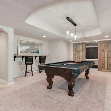 Basement Pool Table with Barn Doors