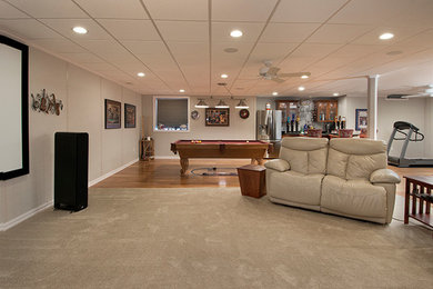 Inspiration for a transitional basement remodel in Boston