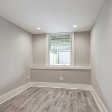 Basement remodel with bedroom space, closet space, living area, Virginia