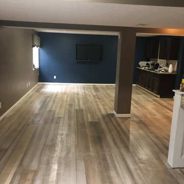 Basement Remodel with Concrete Wood Flooring
