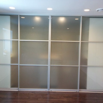 Basement Storage Solution with Sliding Glass Doors