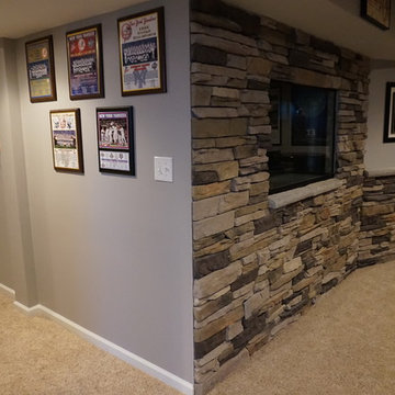 Basement TV Room, Fish Tank, Memorabilia Wall