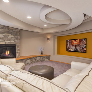 Basement TV Wall & Fireplace