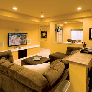 75 Beautiful Look-Out Basement with Yellow Walls Pictures & Ideas ...