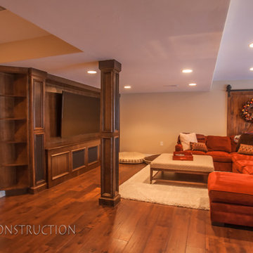 Basement with Barn Door Finish