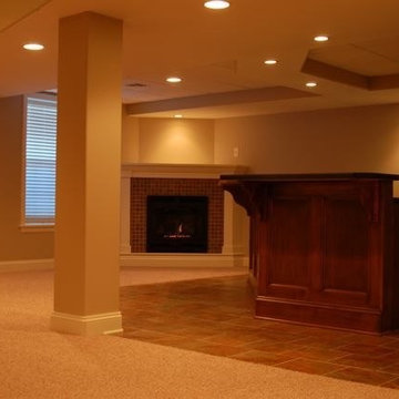 Basement with Fireplace and Wet Bar