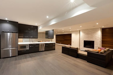 Example of a trendy basement design in Toronto