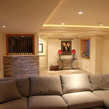 Beautiful Basement in Denver with Buffet Bar under the Stairs