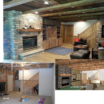 Before, Design, and Completed Basement