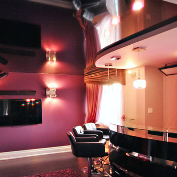 Black Gloss Stretch Ceiling in Jewelbox Entertainment Room