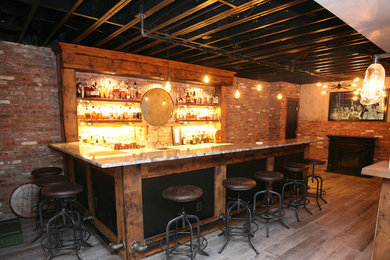 Photo of a modern home bar in Cleveland.