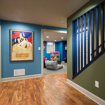 Colorful Contemporary Basement Remodel