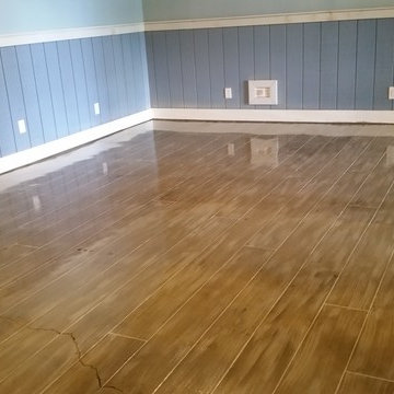 Concrete Floor - Stained and Cut with a Hardwood Floor Pattern (Tiki Bar)
