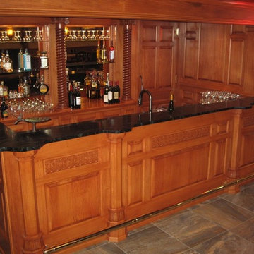 Custom Wood Paneled Wet Bar