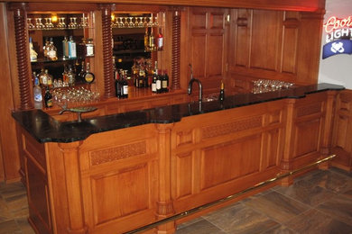 Custom Wood Paneled Wet Bar