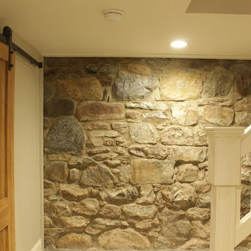 Farmhouse basement rock wall foundation